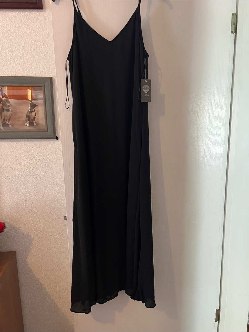 Vince Camuto Black Slip Maxi Dress with Spaghetti Straps